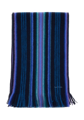 Paul Smith signature-stripe wool scarf - Blue