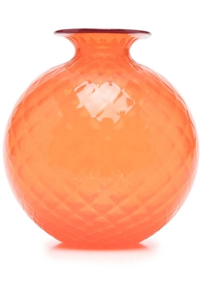 Venini diamond-embossed rounded glass vase - Orange