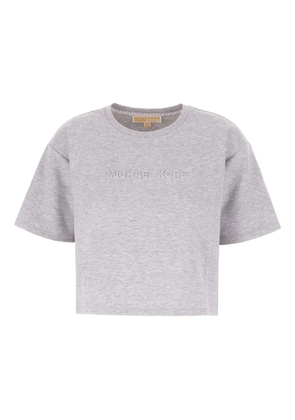 Michael Kors logo-embossed cropped T-shirt - Grey