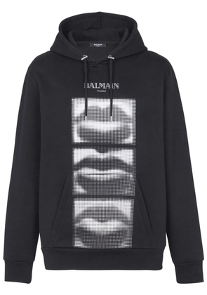 Balmain lips print hoodie - Black