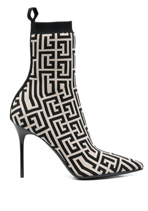 Balmain monogram-jacquard pointed boots - Neutrals