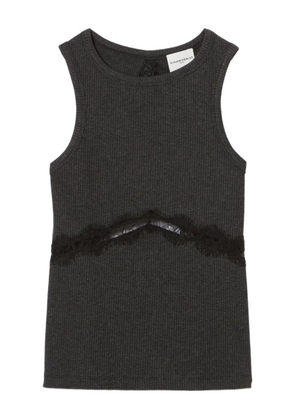 Claudie Pierlot lace-insert ribbed-knit top - Black