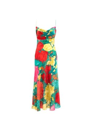 Balmain floral cowl-neck midi dress - Green