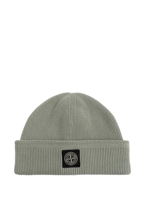 Stone Island ribbed logo patch hat - Grey