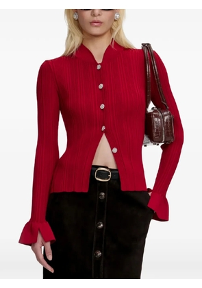 Self-Portrait ribbed button cardigan - Red