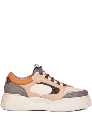 FENDI Force embossed padded leather sneakers - Neutrals