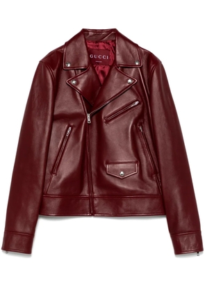 Gucci leather biker jacket - Red