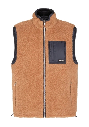 Miu Miu Teddy zip pocket gilet coat - Brown
