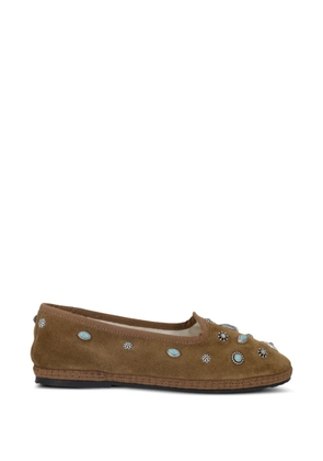 Fortela Frutate stud suede ballet flats - Brown