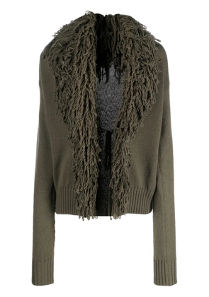 Blumarine fringed wool cardigan - Green