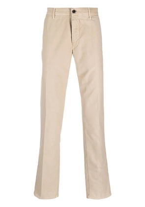 Incotex logo-embroidered straight-leg trousers - Neutrals