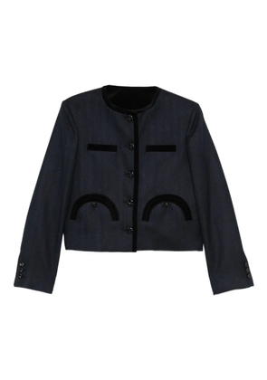 Blazé Milano velvet-trimmed pocket jacket - Blue