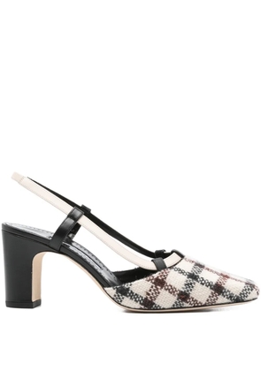 Manolo Blahnik 70mm Vestal checked slingback pumps - White