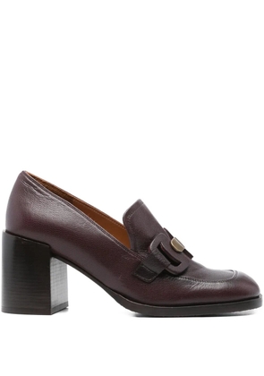 Chie Mihara 75mm block-heel leather mules - Red