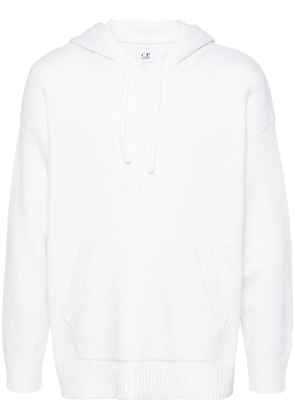 C.P. Company logo-embroidered knitted hoodie - White