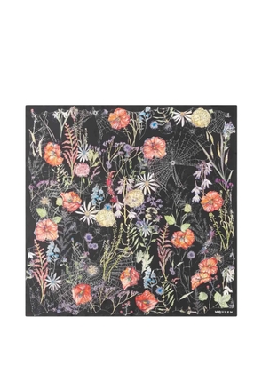 Alexander McQueen floral-print trim scarf - Black