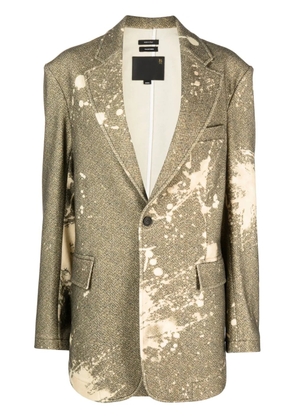 R13 paint splatter-print tweed blazer - Green
