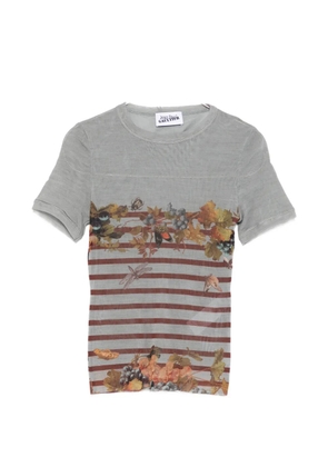Jean Paul Gaultier striped floral T-shirt - Grey
