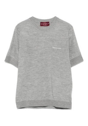 Gucci logo-embroidered short-sleeve T-shirt - Grey