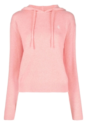 Sporty & Rich logo-embroidered cashmere hoodie - Pink