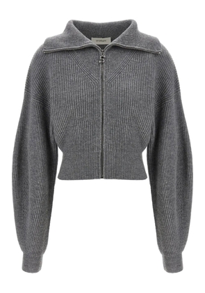 Sportmax ribbed wool-cashmere blend zip-front cardigan - Grey