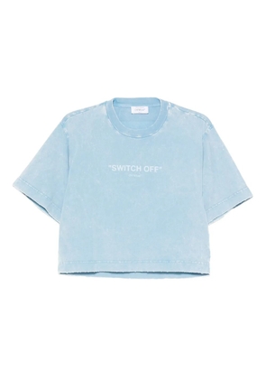 Off-White logo-print cropped T-shirt - Blue