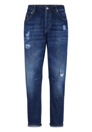 Brunello Cucinelli distressed-finish straight-leg jeans - Blue
