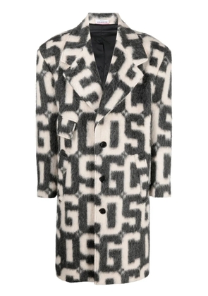 GCDS monogram-print single-breasted coat - Black