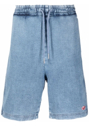 Diesel logo-patch denim shorts - Blue