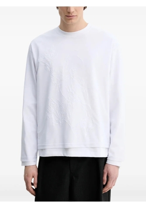 HELIOT EMIL embossed floral long-sleeved T-shirt - White