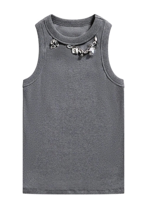AREA crystal-embellished ribbed tank top - Grey