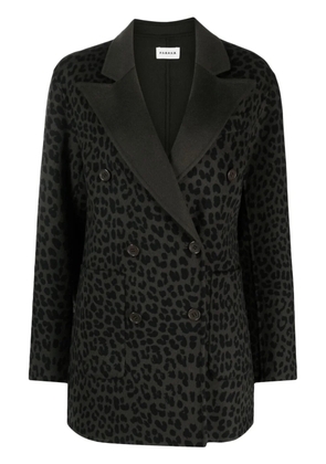 P.A.R.O.S.H. cheetah-print double-breasted blazer - Green