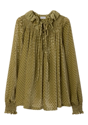 Burberry ruffled-collar velvet blouse - Green