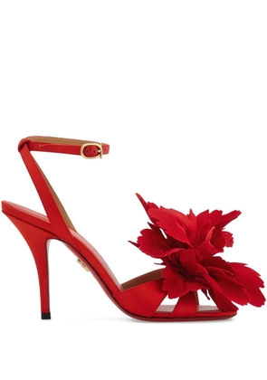 Ferragamo 90mm flower-embellished high-heel sandals - Red