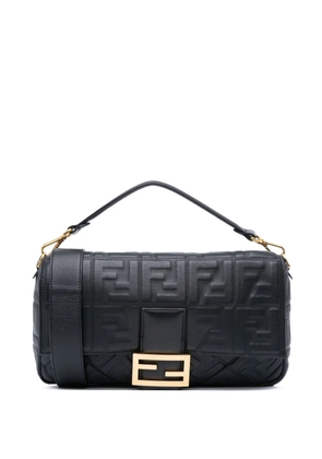 Fendi Pre-Owned 2010-2025 Large Zucca Embossed Leather Baguette satchel - Black