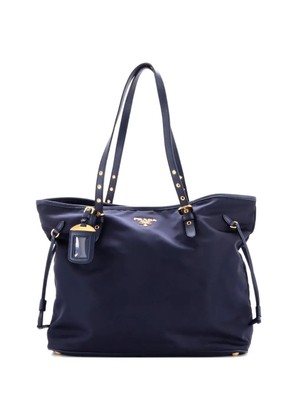 Prada Pre-Owned Belted Tessuto and Leather Medium tote bag - Blue