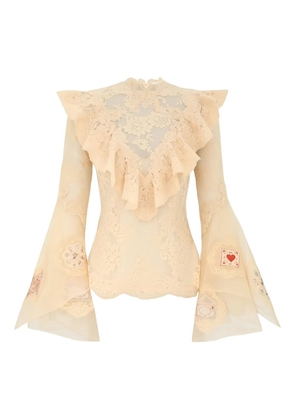 ZIMMERMANN ruffled lace shirt - Neutrals