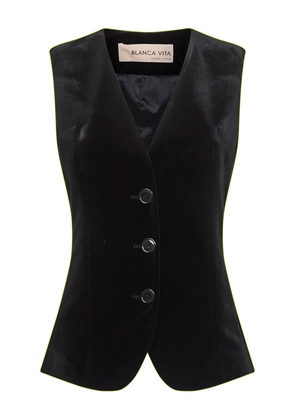 Blanca Vita three-button velvet waistcoat - Black