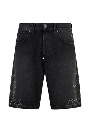 Philipp Plein stars denim shorts - Black