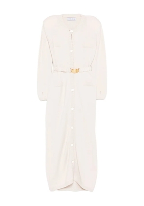 Rowen Rose button belted cardi-coat - White