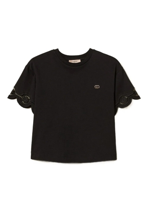 TWINSET scalloped-lace cotton T-shirt - Blue