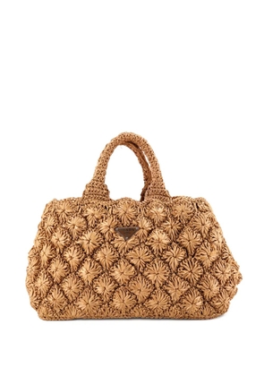 Prada Pre-Owned Canapa Convertible Raffia Crochet Medium tote bag - Brown