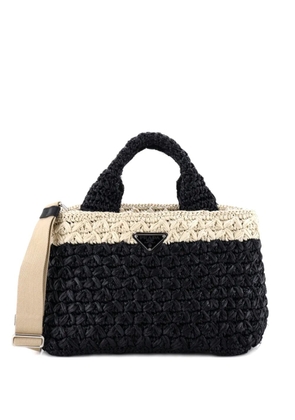 Prada Pre-Owned Convertible Open Woven Raffia Small tote bag - Black