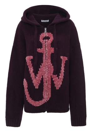 JW Anderson anchor-logo zip hoodie - Purple