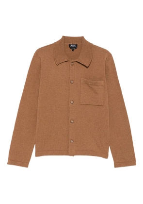 A.P.C. buttoned patch-pocket cardigan - Brown
