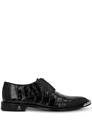 Philipp Plein crocodile-embossed leather derby shoes - Black