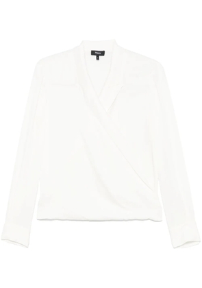 Theory peak-lapels wrap blouse - White
