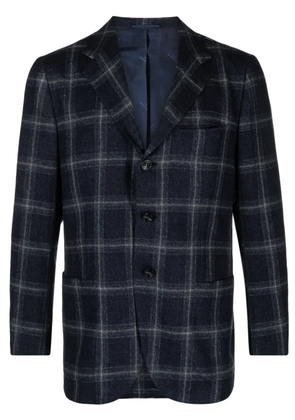 Kiton plaid-check single-breasted blazer - Blue