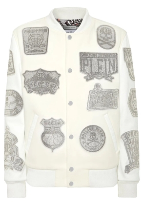 Philipp Plein Crystal College bomber jacket - White