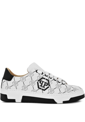 Philipp Plein Monogram leather sneakers - White